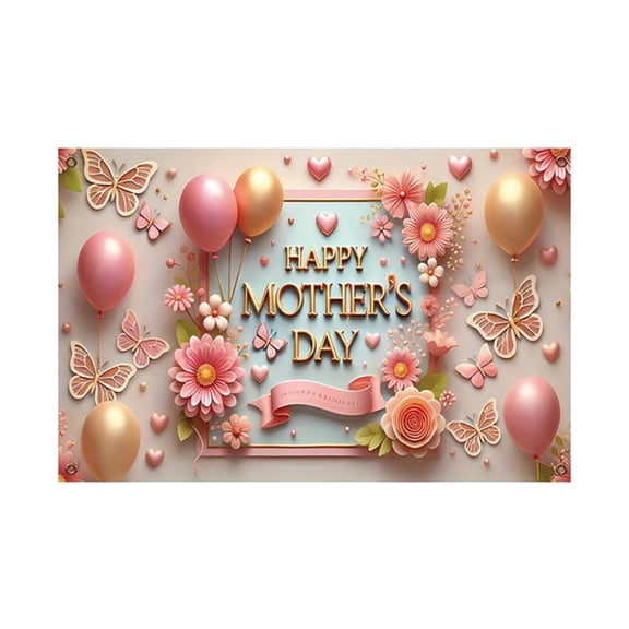 Mother's Day Backdrop for Party, Floral Photography Background for Mom's Birthday, Family Gathering Celebration Banner Wall Decor Supplies for Photo Studio, B