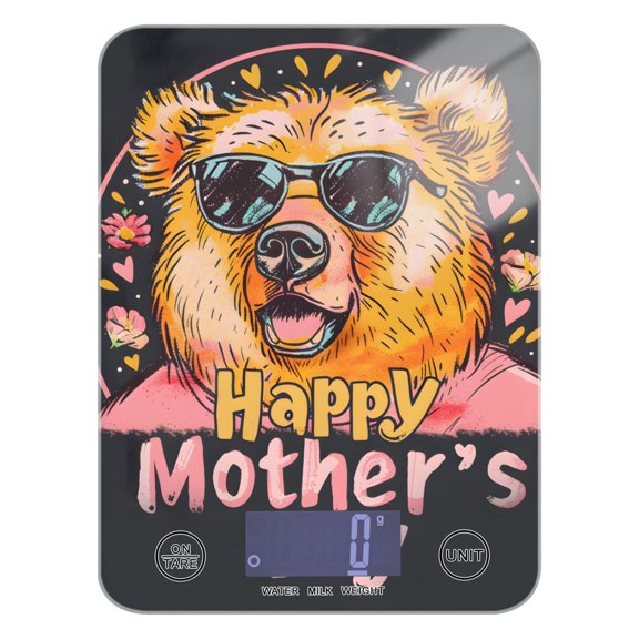 Mother's Day Bear Sunglasses Food Scale Digital Kitchen Scale Waterproof Tempered Glass Tare Function 11 lb for Baking Cooking Meal Prep