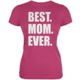 thumbnail image 1 of Mother's Day Best Mom Ever Berry Pink Juniors Soft T-Shirt - Large, 1 of 1