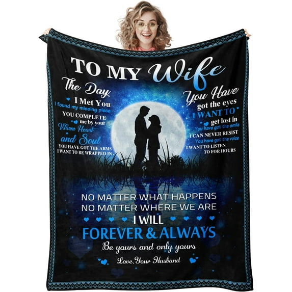 Mother's Day Blanket for Her Wife, Anniversary Wedding Birthday Gifts for Women, Wife Birthday Gift Ideas, Romantic Christmas Love Gift for Wifes from Husband, to My Wifes Blanket