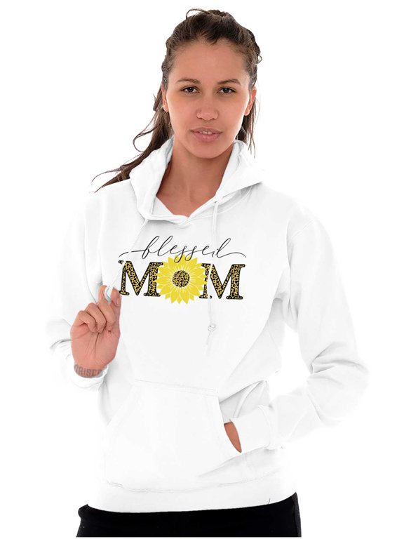 Mother's Day Blessed Mom Sunflower Womens Pullover Graphic Hoodie Brisco Brands X