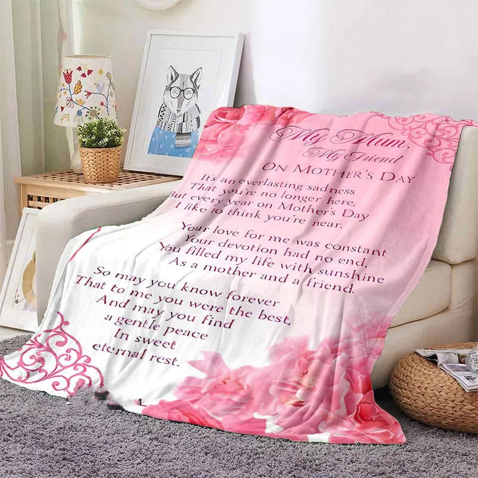 Mother s Day Blessings Theme Flannel Throw Blankets Children Teen Warm Beautiful Blankets Soft Comfortable Gift for Mom Festival Walmart