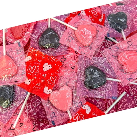 Valentine's Day Heart Shaped Lollipops (2 Pound Box - Approx. 100 Count), Cherry, Strawberry and Berry Flavored Candy
