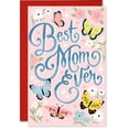 thumbnail image 1 of MegaCalendars Best Mom Ever Mother''s Day Card, Floral Butterfly Greeting Card for Mom, 5.3 x 8 with Envelope, 1 of 8