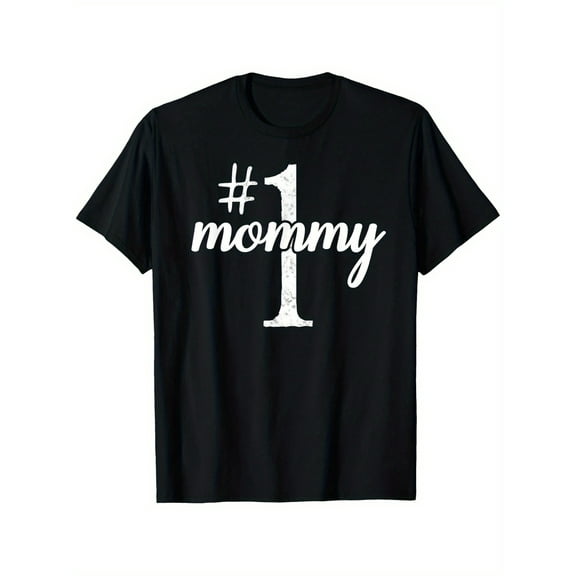 Mother's Day Casual T-Shirt, Comfortable Cotton Crew Neck Top for Outdoor Summer Wear, Sizes S-XXXL, Black with White Print, Mom Shirts