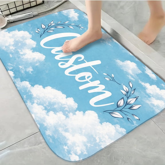 Mother's Day Celebration Flannel Bathroom Rug, Custom Cloud Quick Drying, Machine-Washable, Durable Mat Suitable for Bedrooms, Kitchen, Perfect for Home Bathroom Decor Mother's Gifts 16"x24"
