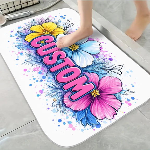 Mother's Day Celebration Flannel Bathroom Rug, Custom Floral Art Quick Drying, Machine-Washable, Durable Mat Suitable for Bedrooms, Kitchen, Perfect for Home Bathroom Decor Mother's Gifts 16"x24"