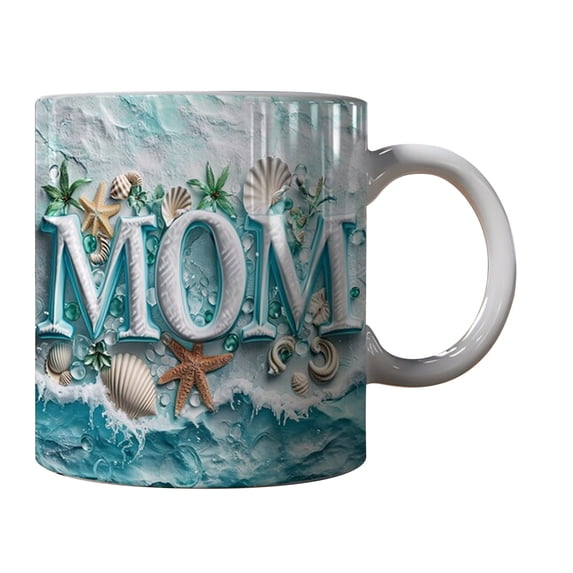 WOHAPY Upgrade Mother's Day Ceramic Coffee Mug, Flower Butterfly Decor Tea Cup, 3.74x3.15in Functional Gift for Mom B