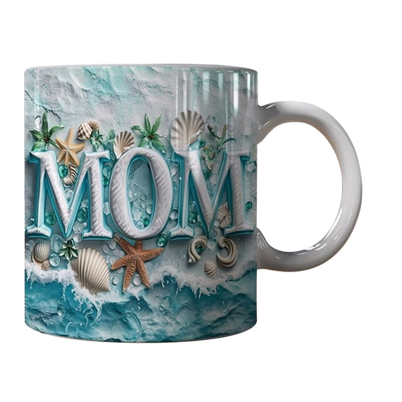 WOHAPY Upgrade Mother's Day Ceramic Coffee Mug, Flower Butterfly Decor Tea Cup, 3.74x3.15in Functional Gift for Mom B