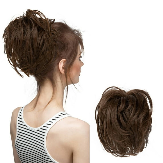 Mother's Day Wig Cap Glueless Wigs Human Hair Hair Topper Messy Hair Bun Hair Pieces Curly Synthetic Updo Scrunchies Ponytail Extension for Women Black 1Pcs Wig Band s on Essentials