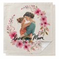 thumbnail image 1 of Mother's Day Cloth Napkins, Hug Love You Mom Pink Flowers Beige Washable and Reusable Dinner Napkins Set of 2, Table Napkin for Kitchen Party Birthday Wedding Hotel Housewarming 20"x20", 1 of 9