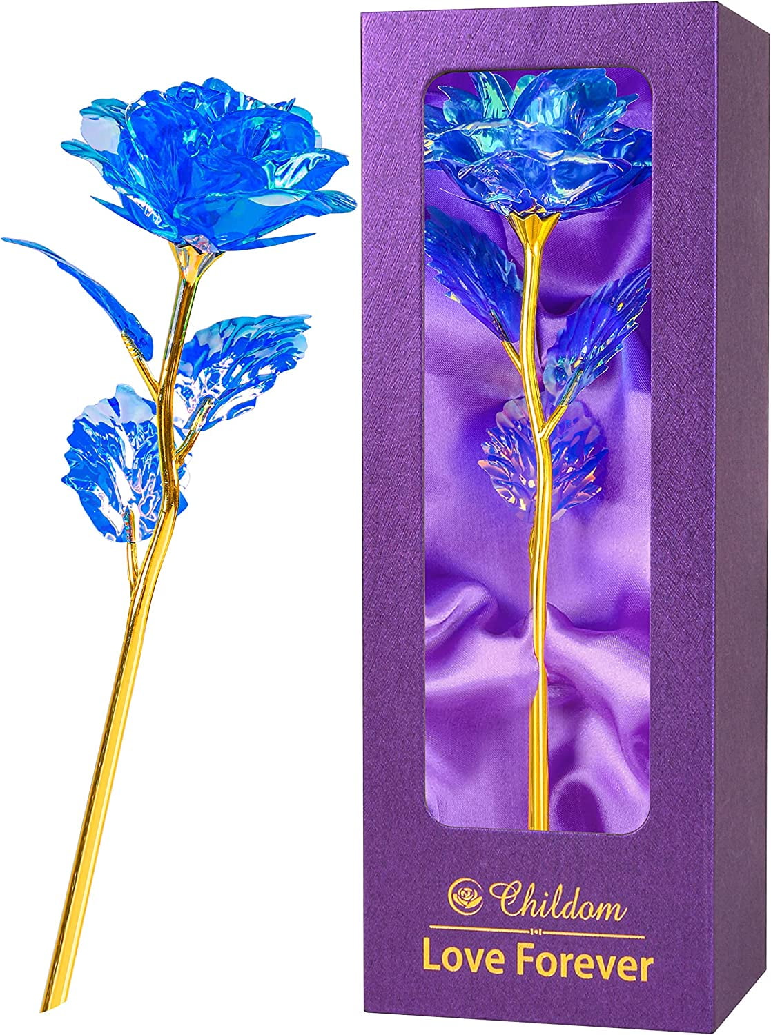 Plastic Blue Roses BigFunClub 9.84” Artificial Plastic Blue Rose Mother’s Day Bouquet ...