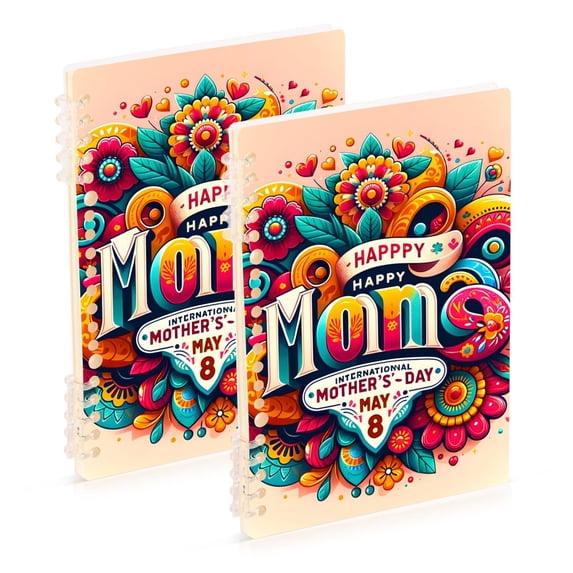 Mother's Day Colorful Ring Binder Notebook Journey Note Diary College Ruled Spiral Notebook Study Loose Leaf Paper A5 60 Pages
