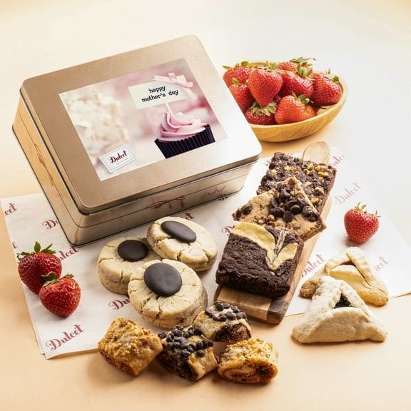 Mother’s Day Cookie and Brownie Tin - Delicious, Fresh Baked Cookie Snacks - Gourmet Real Chocolate Fudge Brownie - Yummy Flavors for Mom, Her, Girlfriend, and Aunts