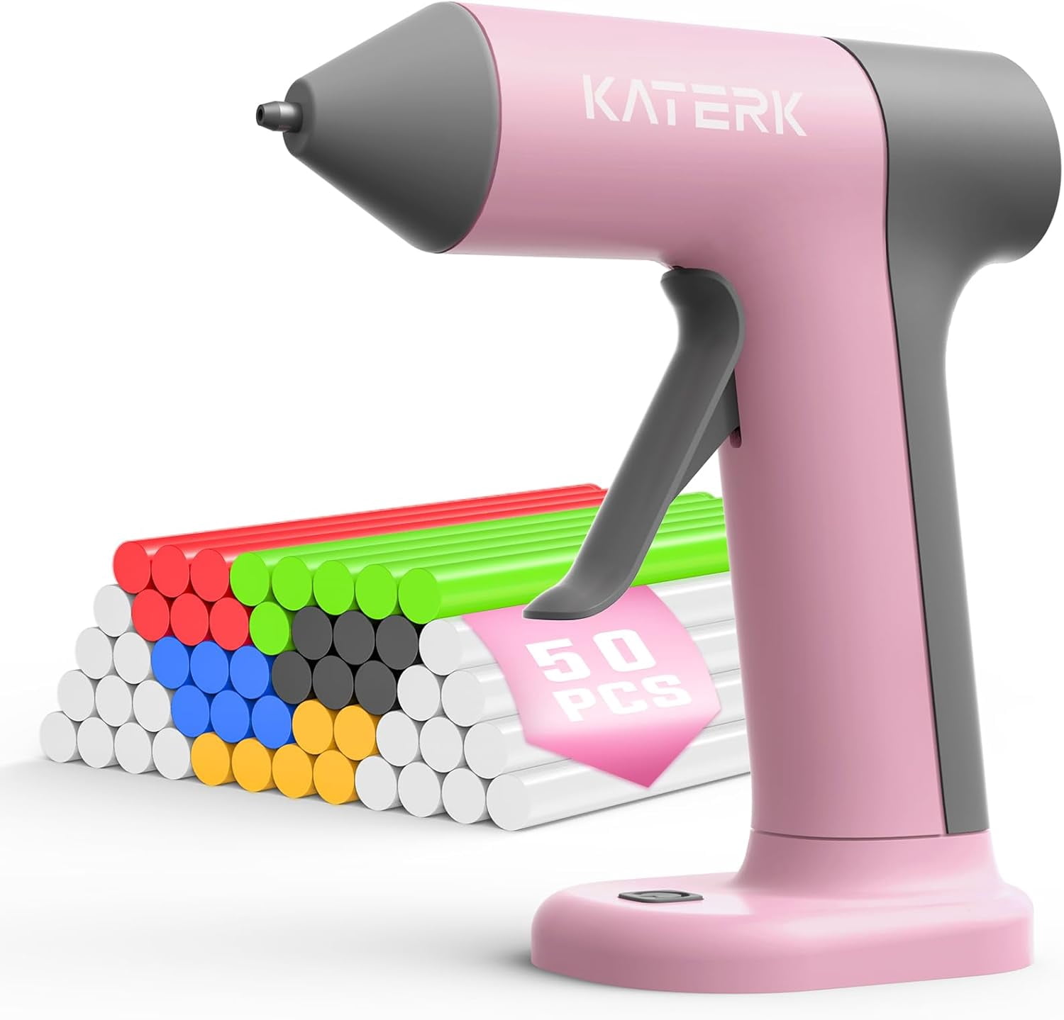 Mother's Day Cordless Hot Glue Gun Kit, 30s Fast Heating, 50 Mini Glue Sticks, Rechargeable with Auto Shut-Off, Portable for DIY Crafts & Repairs