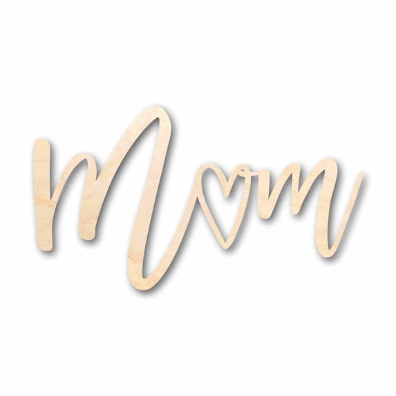 Mother's Day Craft Unfinished Wood Cutout "Mom" Script Font DIY handmade Gift 42" / 1/2"