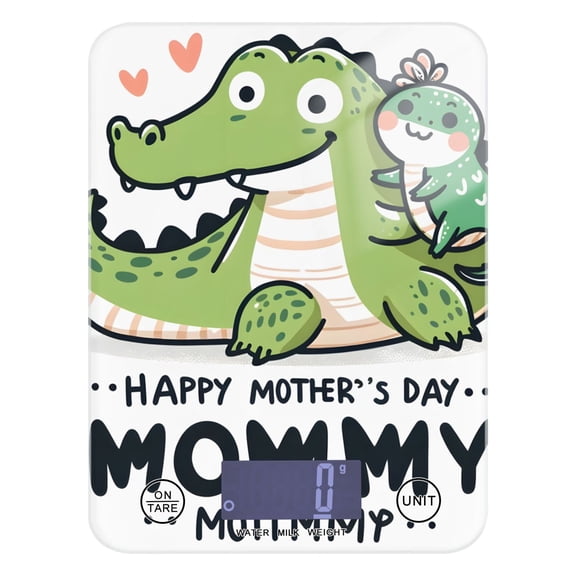 Mother's Day Crocodiles Food Scale Digital Kitchen Scale Waterproof Tempered Glass Tare Function 11 lb for Baking Cooking Meal Prep