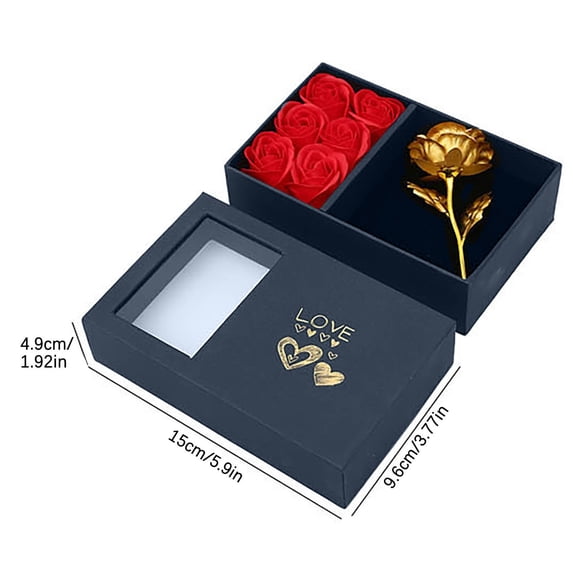 Mother's Day Crystal Rose Bracelet Gift Set - 5.9x3.8x1.9in Simulated Flower Jewelry Box for Wife/Girlfriend/Mom (Everlasting Valentines Wedding Anniversary Gift)