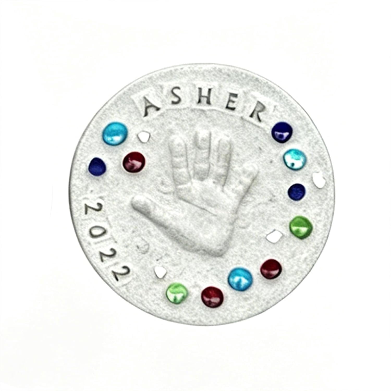 Mother's Day DIY Handprint Gift Kit, Large DIY Handprint Stepping Stone Kit, Indoor Outdoor Family Keepsake Gift, Includes 1 Mod, 26 Letter Stamps, and Colored Stones (12 in)