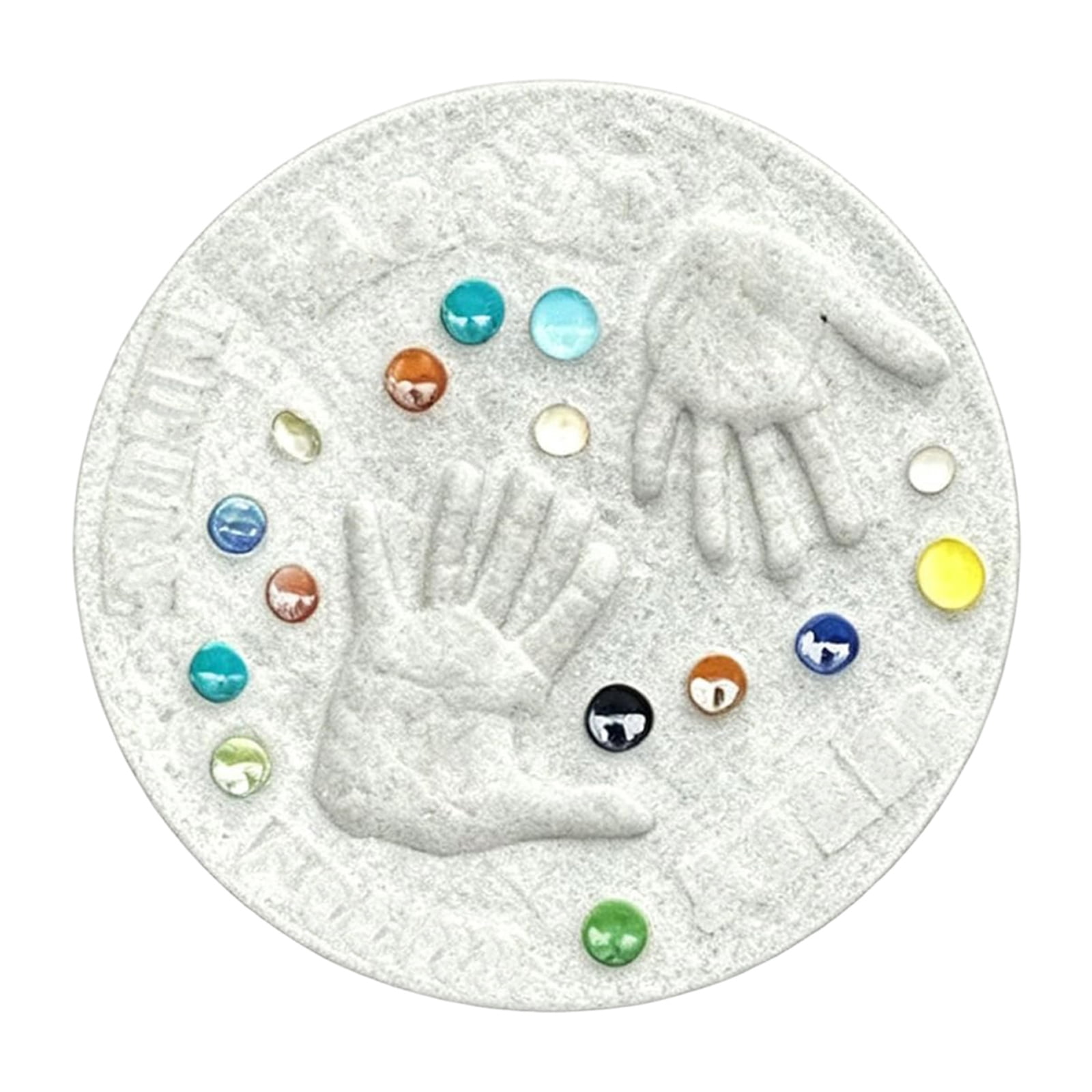 Mother's Day DIY Handprint Gift Kit Large DIY Stepping Stone Kit Handprint Stepping Stone Indoor Outdoor Family Keepsake Craft with 1 Mold 26 Letter Stamps Colored Stones