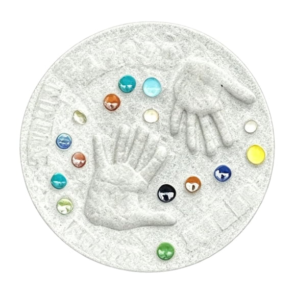 Mother's Day DIY Handprint Gift Kit Large DIY Stepping Stone Kit Handprint Stepping Stone Indoor Outdoor Family Keepsake Craft with 1 Mold 26 Letter Stamps Colored Stones