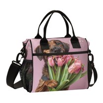 Mother's Day Dog Flowers Cooler Bag Lunch Bag Soft Cooler Cooling Tote Insulated Lunch Box for Adult Men Women