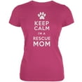 thumbnail image 1 of Mother's Day - Dog Keep Calm Rescue Mom Berry Pink Juniors Soft T-Shirt - X-Large, 1 of 1