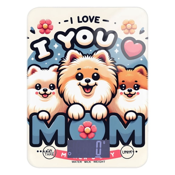 Mother's Day Dogs Food Scale Digital Kitchen Scale Waterproof Tempered Glass Tare Function 11 lb for Baking Cooking Meal Prep