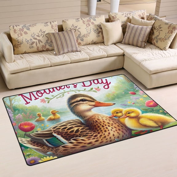 Mother's Day Ducks Area Rug Washable Floor Carpet Mat 60 x 39 inch for Bedroom Living Room Kids Room Home Decor