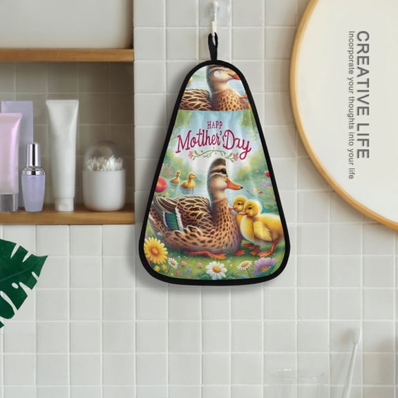 Mother's Day Ducks Hanging Towel Kitchen Hand Towel Bathroom Absorbent Towel Machine Washable Quick Dry Dishcloths