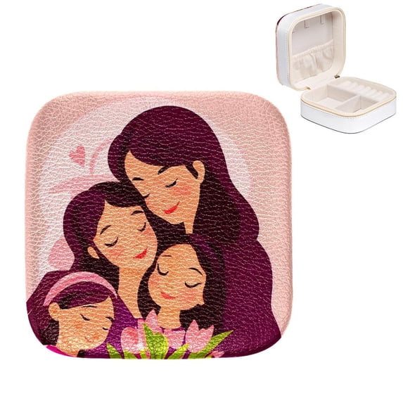 Mother's Day Elegant Jewelry Box with Customizable Interior Grid, Compact Travel Organizer