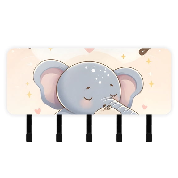 Mother's Day Elephant Mail Holder Organizer Wall Mount with Shelf Key Holder Key Rack with 5 Key Hooks for Wall Decorative