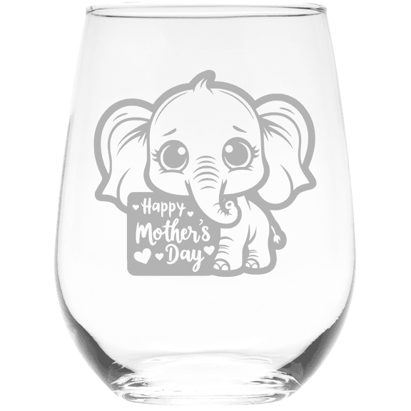 C&M Personal Gifts 17 Mother's Day Elephant Stemless Wine Glass