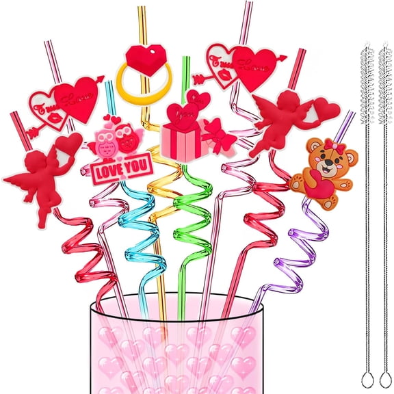 Mother's Day - Engagement - Wedding - Singles Party - Party Decoration Supplies - Crazy Straws - 24 Reusable Party Drinking Straws Valentine's Day - Party Small Gift Bridal Shower Decoration Bride's