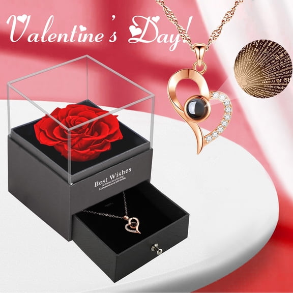 Mother's Day Everlasting Flower Rose Gift Box Jewelry Box,Everlasting Flower Gift Box Rose Preservation Flower Box Valentine's Day Mother's Day Handmade Rose Box Jewelry Box