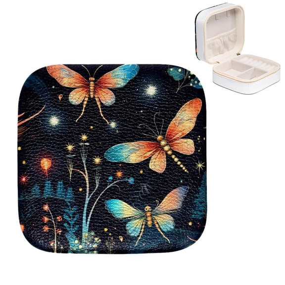 Mother's Day Firefly Compact Jewelry Box Organizer with Imitation Metal Zipper | Portable Storage Case for Rings, Earrings, Bracelets - Stylish Design