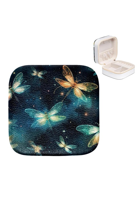 Mother's Day Firefly Jewelry Box with Imitation Metal Nylon Zipper and Small Grid, Compact and Convenient