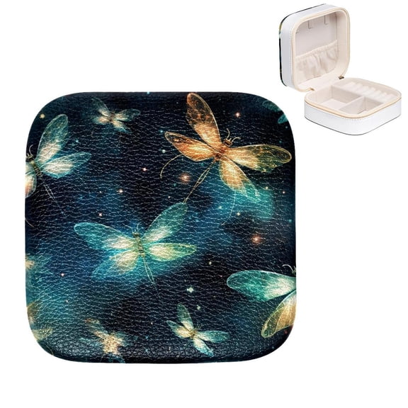 Mother's Day Firefly Jewelry Box with Imitation Metal Nylon Zipper and Small Grid, Compact and Convenient