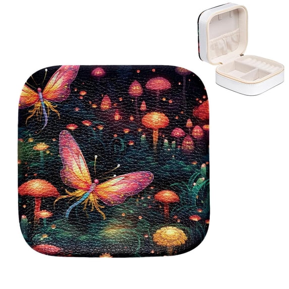 Mother's Day Firefly Portable Jewelry Box with Customizable Grids and Secure Zipper Closure