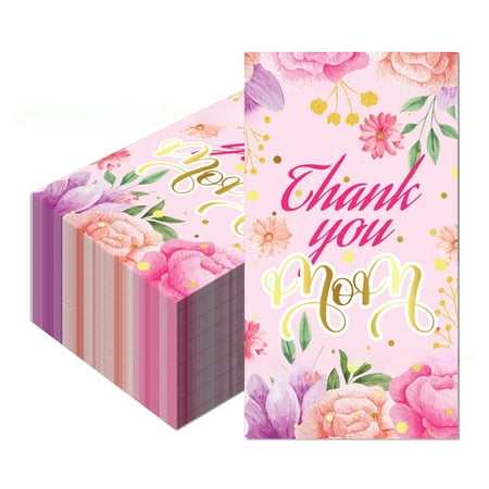 Mother's Day Floral Napkins 60PCS Guest Disposable Flower Paper Napkins for Home Party Decorations