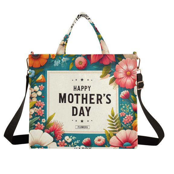 Mother's Day Flowers Floral Corduroy Tote Bag Handbag Large Messenger Bag Shoulder Crossbody Zipper Bag Purse
