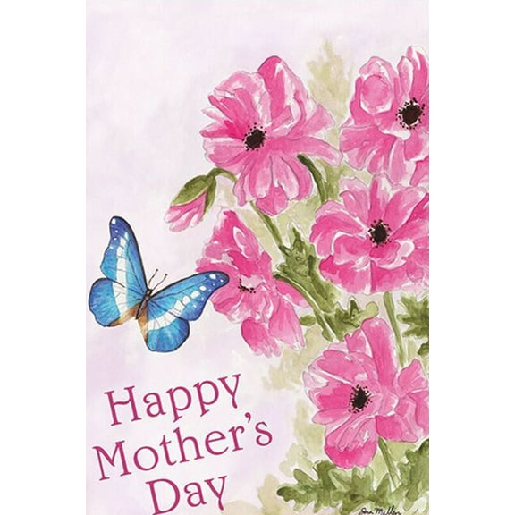 Mother's Day Flowers Garden Flag Spring Floral Mom Decorative Butterfly 12"x18"