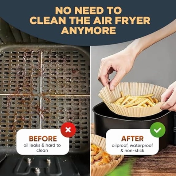 Mother's Day Gift - 9.05" Air Fryer Disposable Paper Liners, Save Time Cleaning Kitchen Gadgets, BPA Free Non-Stick Square Parchment Bowl for Mom's Healthy Cooking, 100 Count