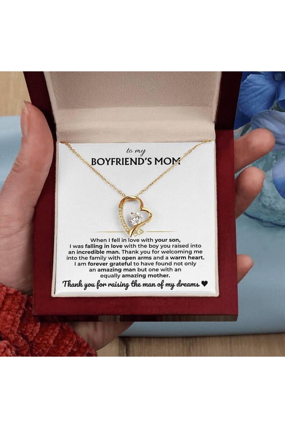 Mother's Day Gift for Boyfriend's Mom, To My Boyfriend Mom Necklace With Message Card and LED Box, Mom Gift From Daughter Law, Sentimental Gift, Mother-In-Law Gift