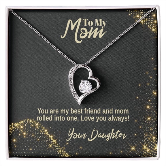 Mother's Day Gift From Daughter - Mom Rolled Into One - Forever Love Necklace - 14k White Gold/ 18K Yellow Gold - Gift Box