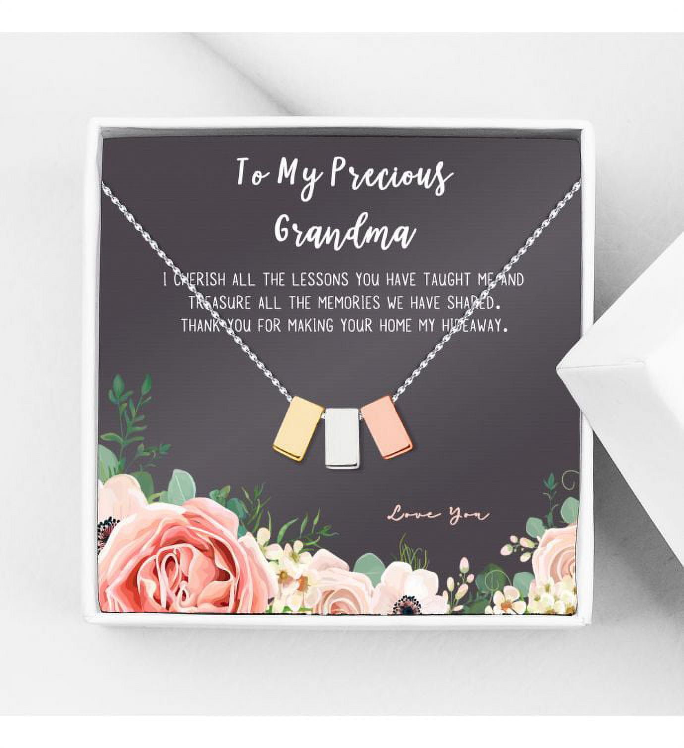 Mother's Day Gift for Grandma, Mothers Day Gift for Grandma, Gift for Her, Necklace and Card Mother's Day Gift with Gift Box and Ships Next Day! [Multi Color Cube, No-Personalized Card]