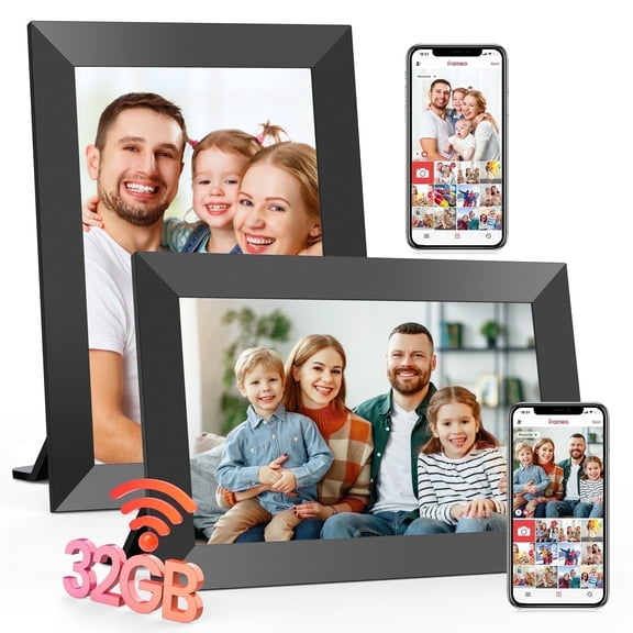 Frameo WiFi Digital Picture Frames 2 pack, TEMASH 10.1" Digital Photo Frame 32G Memory with 1280*800 IPS Touchscreen, Wall Mount Auto Rotate Electronic Picture Frame, Gift for a Loved One!