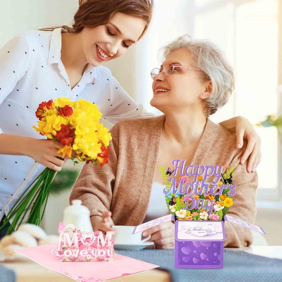 Mother's Day Gift Ideas Greeting Card Alphabet MOM Love You Heartfelt and Unique Greeting Card for Mother Wife Grandma, Special Handmade Gift Card for Anniversary Birthday Celebration