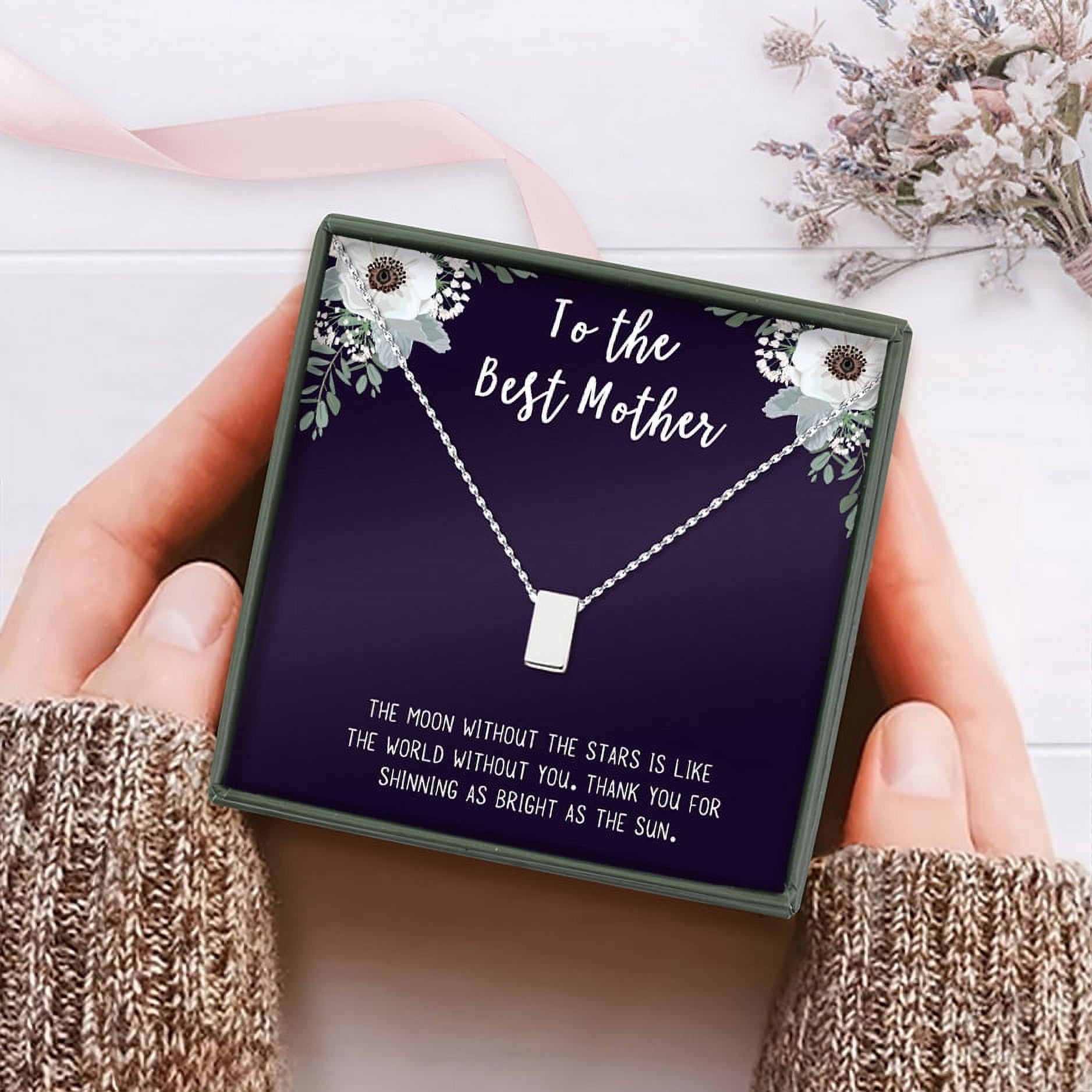 Mother's Day Gift for Mom, Custom Card and Necklace for Mother's Day, Personalized Card for Mother's Day, Custom Card Gift for Mom, Necklace and Card for Mom, [Silver, Personalized Card]