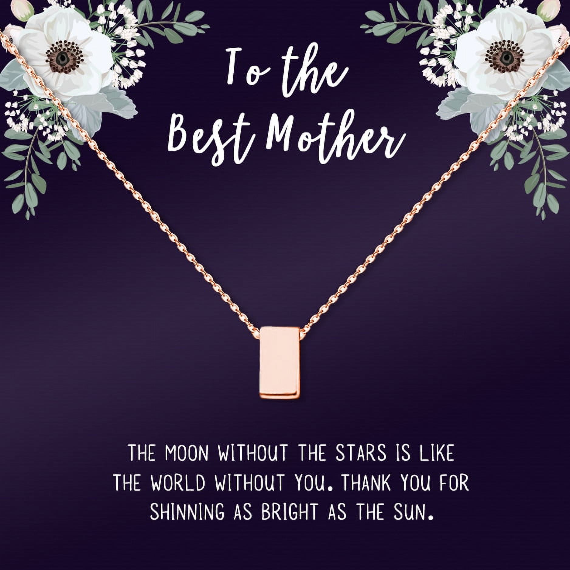 Mother's Day Gift for Mom, Custom Card and Necklace for Mother's Day, Personalized Card for Mother's Day, Custom Card Gift for Mom, Necklace and Card for Mom, [Rose Gold, Personalized Card]